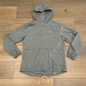 COLUMBIA PFG Gray Coral Polyester Pullover Rain Hoodie‎ Outdoor Fishing Jacket M